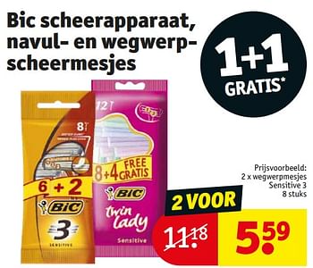 Promoties Wegwerpmesjes sensitive 3 - BIC - Geldig van 17/09/2024 tot 22/09/2024 bij Kruidvat