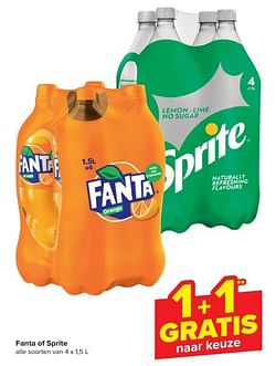 Fanta of sprite 1+1 gratis naar keuze