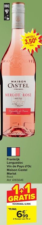 Languedoc vin de pays d’oc maison castel merlot rosé-Rosé wijnen