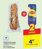 Promoties Sandwich bon appetit + blikje ice tea lipton - Huismerk - Carrefour Express - Geldig van 18/09/2024 tot 24/09/2024 bij Carrefour Express