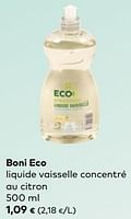 Promotions Boni eco liquide vaisselle concentré au citron - Boni - Valide de 11/09/2024 à 08/10/2024 chez Bioplanet