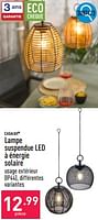 Promotions Lampe suspendue led à énergie solaire - Casalux - Valide de 23/09/2024 à 29/09/2024 chez Aldi