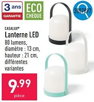 Promotions Lanterne led - Casalux - Valide de 23/09/2024 à 29/09/2024 chez Aldi