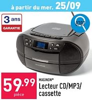 Promotions Maginon Lecteur cd-mp3- cassette - Maginon - Valide de 23/09/2024 à 29/09/2024 chez Aldi