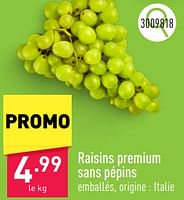 Promotions Raisins premium sans pépins - Produit maison - Aldi - Valide de 23/09/2024 à 29/09/2024 chez Aldi