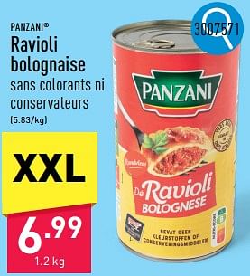 Promotions Ravioli bolognaise - Panzani - Valide de 23/09/2024 à 29/09/2024 chez Aldi