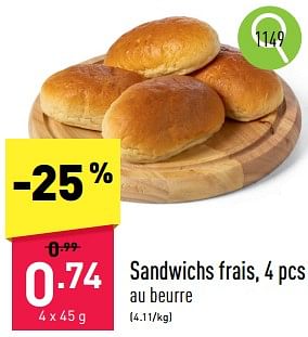 Promotions Sandwichs frais - Produit maison - Aldi - Valide de 23/09/2024 à 29/09/2024 chez Aldi