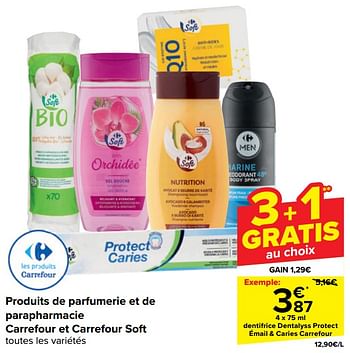 Promotions Dentifrice dentalyss protect émail + caries carrefour - Produit maison - Carrefour  - Valide de 18/09/2024 à 30/09/2024 chez Carrefour