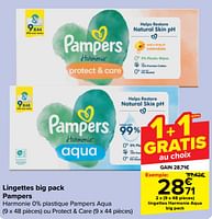 Promotions Lingettes harmonie aqua big pack - Pampers - Valide de 18/09/2024 à 30/09/2024 chez Carrefour