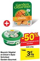 Promotions Boursin végétal et chick’n style schnitzel garden gourmet - Boursin - Valide de 18/09/2024 à 30/09/2024 chez Carrefour