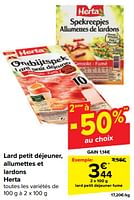 Promotions Lard petit déjeuner fumé - Herta - Valide de 18/09/2024 à 30/09/2024 chez Carrefour