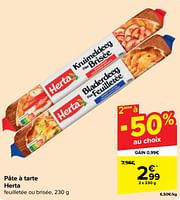 Promotions Pâte à tarte herta feuilletée ou brisée - Herta - Valide de 18/09/2024 à 24/09/2024 chez Carrefour