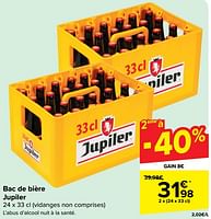 Promotions Bac de bière jupiler - Jupiler - Valide de 18/09/2024 à 24/09/2024 chez Carrefour