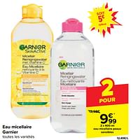 Promotions Eau micellaire peaux sensibles - Garnier - Valide de 18/09/2024 à 24/09/2024 chez Carrefour