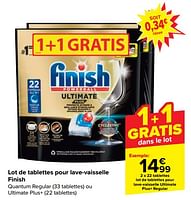 Promotions Lot de tablettes pour lave-vaisselle ultimate plus+ regular - Finish - Valide de 18/09/2024 à 24/09/2024 chez Carrefour