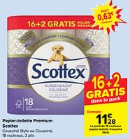 Promotions Papier-toilette coussiné style - Scottex - Valide de 18/09/2024 à 24/09/2024 chez Carrefour