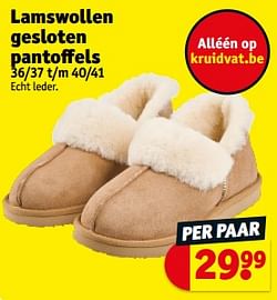 Lamswollen gesloten pantoffels