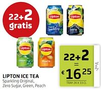 Lipton ice tea sparkling original, zero sugar, green, peach-Lipton