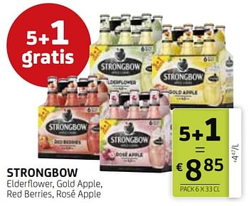 Promoties Strongbow elderflower, gold apple, red berries, rosé apple - Strongbow - Geldig van 13/09/2024 tot 26/09/2024 bij BelBev