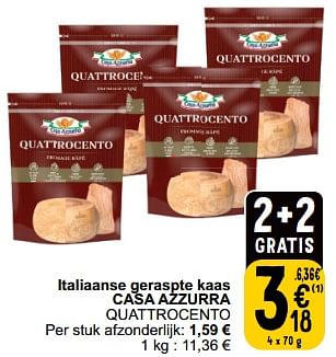 Promoties Italiaanse geraspte kaas casa azzurra quattrocento - Casa Azzurra - Geldig van 17/09/2024 tot 23/09/2024 bij Cora