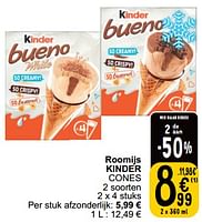 Promoties Roomijs kinder cones - Kinder - Geldig van 17/09/2024 tot 23/09/2024 bij Cora