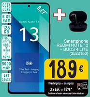 Promoties Xiaomi smartphone redmi note 13 + buds 4 lite - Xiaomi - Geldig van 17/09/2024 tot 30/09/2024 bij Cora