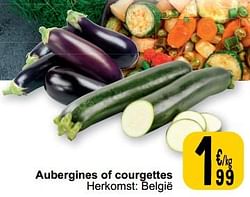 Aubergines of courgettes