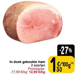 In doek gekookte ham