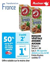 Boisson végétale amande auchan-Huismerk - Auchan