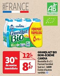 Grandlait bio demi-écrémé candia-CANDIA