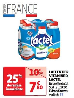 Lait entier vitamine d lactel