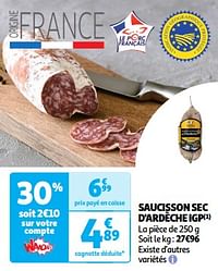 Saucisson sec d`ardèche igp-Huismerk - Auchan