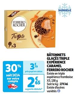 Bâtonnets glacés triple expérience caramel ferrero rocher