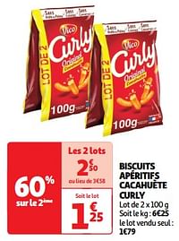 Biscuits apéritifs cacahuète curly-Vico