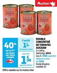 Double concentré de tomates auchan-Huismerk - Auchan