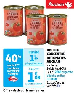 Double concentré de tomates auchan