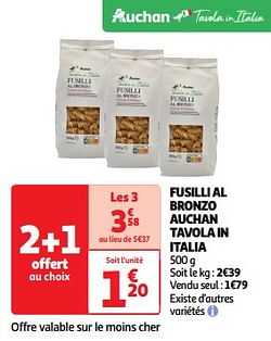 Fusilli al bronzo auchan tavola in italia