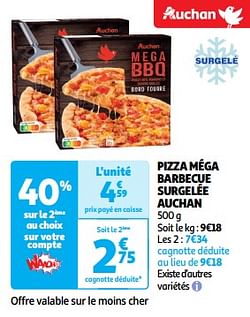 Pizza méga barbecue surgelée auchan