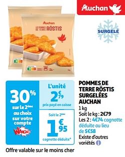 Pommes de terre röstis surgelées auchan