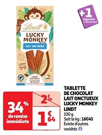 Tablette de chocolat lait onctueux lucky monkey lindt-Lindt