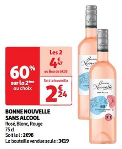 Bonne nouvelle sans alcool rosé, blanc, rouge