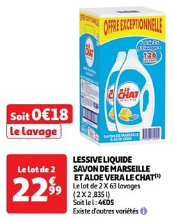 Lessive liquide savon de marseille et aloe vera le chat