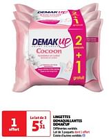 Promoties Lingettes demaquillantes demak`up - Demak'Up - Geldig van 17/09/2024 tot 22/09/2024 bij Auchan