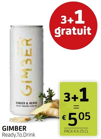 Promotions Gimber ready.to.drink - Gimber - Valide de 13/09/2024 à 26/09/2024 chez BelBev