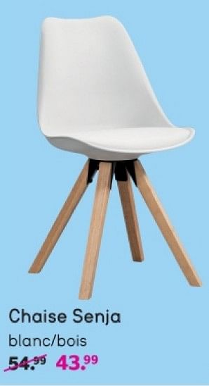 Promotions Chaise senja blanc-bois - Produit maison - Leen Bakker - Valide de 16/09/2024 à 29/09/2024 chez Leen Bakker