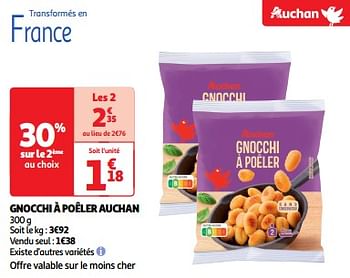 Promotions Gnocchi à poêler auchan - Produit Maison - Auchan Ronq - Valide de 17/09/2024 à 22/09/2024 chez Auchan Ronq