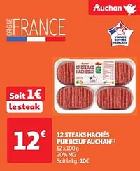 12 steaks hachés pur boeuf auchan-Huismerk - Auchan