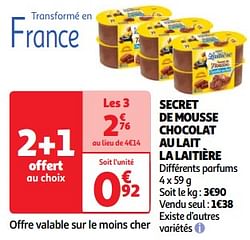 Secret de mousse chocolat au lait la laitière