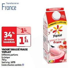 Yaourt brassé fraise yoplait