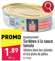 Promotions Sardines à la sauce tomate - Golden Seafood - Valide de 23/09/2024 à 29/09/2024 chez Aldi